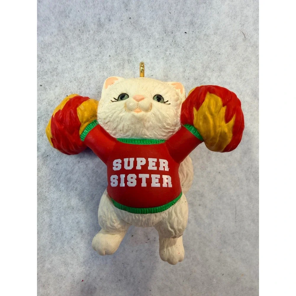 Hallmark Keepsake Ornament 1993 Super Sister Cheerleader Cat Kitten QX554-5 Box